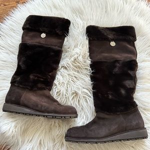 $498 Stuart Weitzman Women's‎ Brown suede Furry Luxury Winter Boots size 10